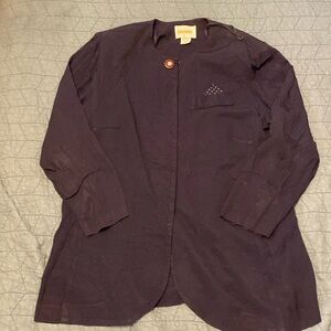 80s flowy suit-esque top with built in pocket square and shoulder pads